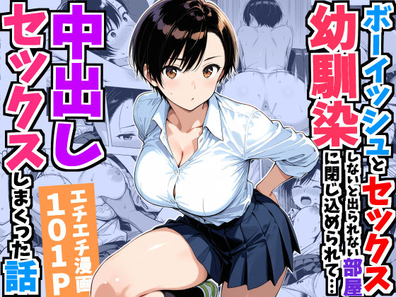 ボーイッシュ幼馴染と「セックスしないと出られない部屋」に閉じ込められて…中出しセックスしまくった話【エロ漫画・hitomi】